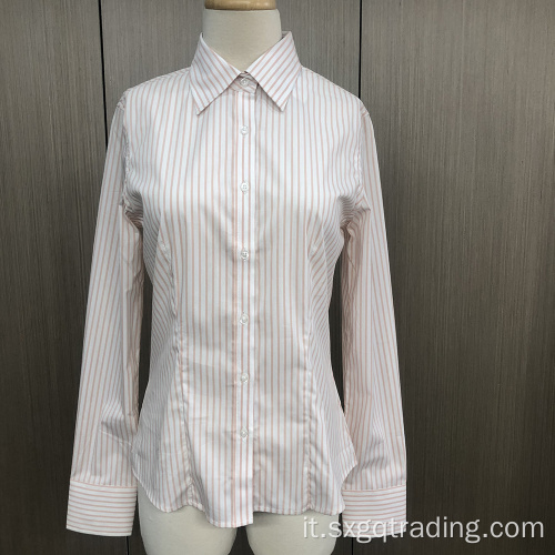 Camicia femminile a maniche lunghe a righe tinto in filo